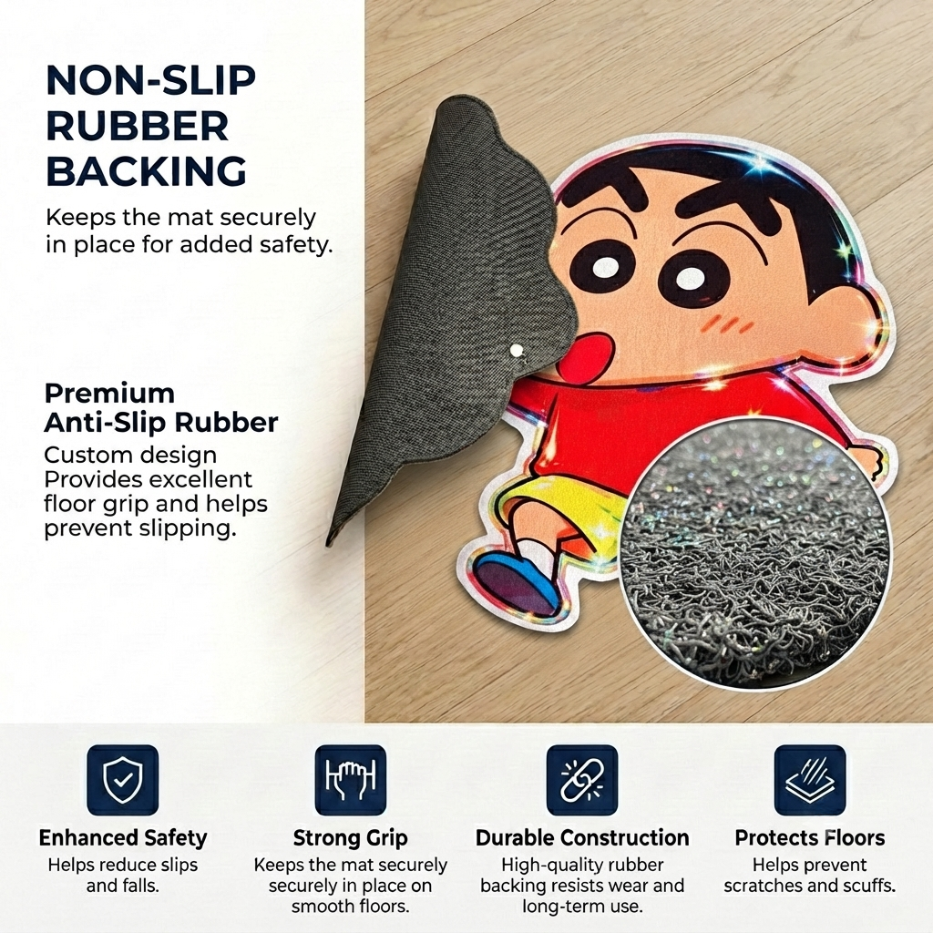 Playful Shin Chan Designer Floor Mat (Multicolor)