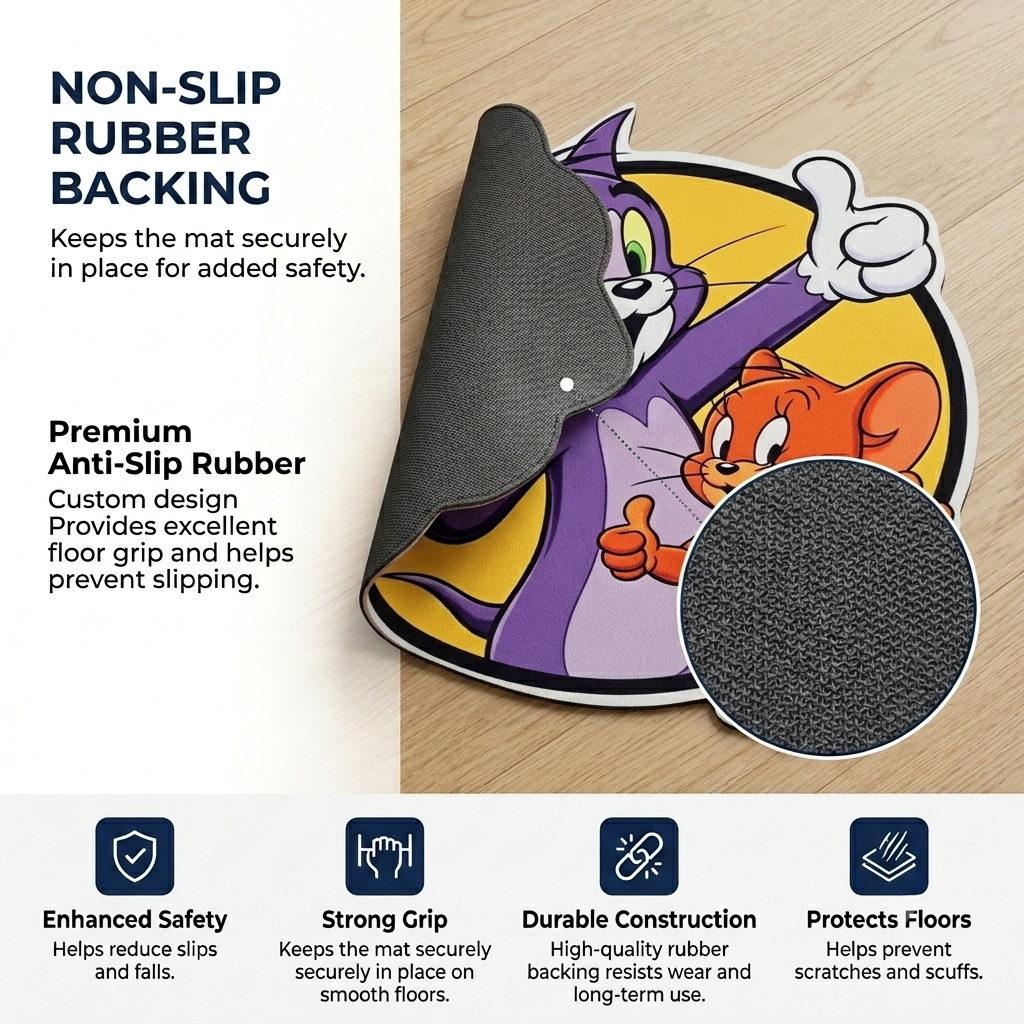 Tom & Jerry Fun Designer Floor Mat (Multicolor)