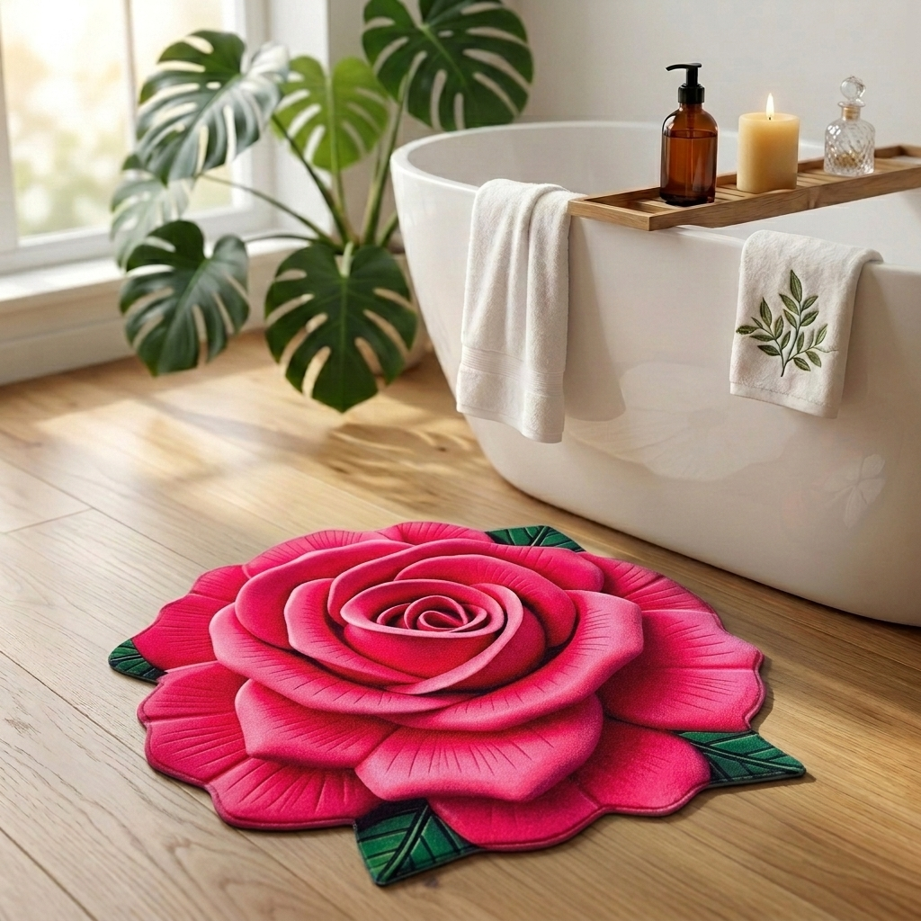 Royal Rose Designer Floor Mat (Pink)