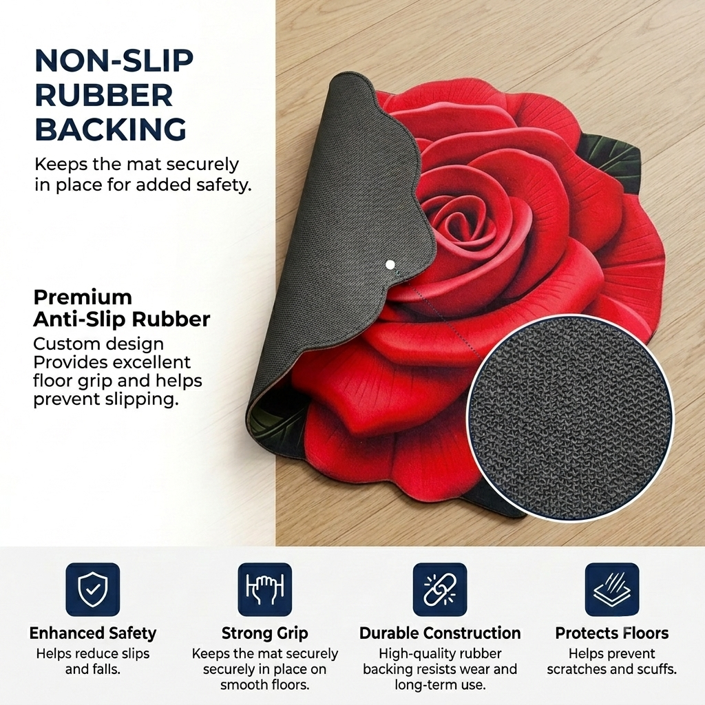 Royal Scarlet Rose Designer Floor Mat (Red)