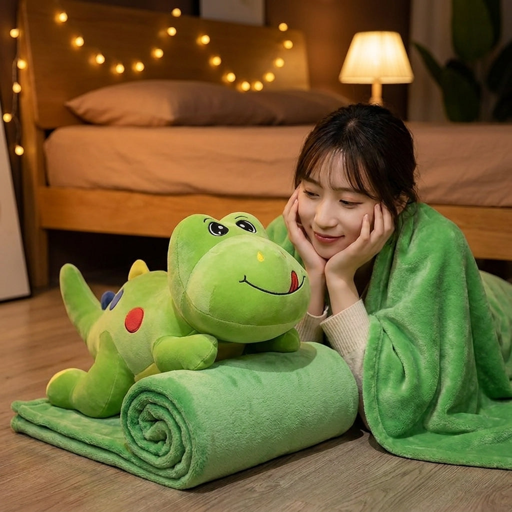TinyRex 3 in 1 Kids Blanket, Pillow & Soft Toy (Green)