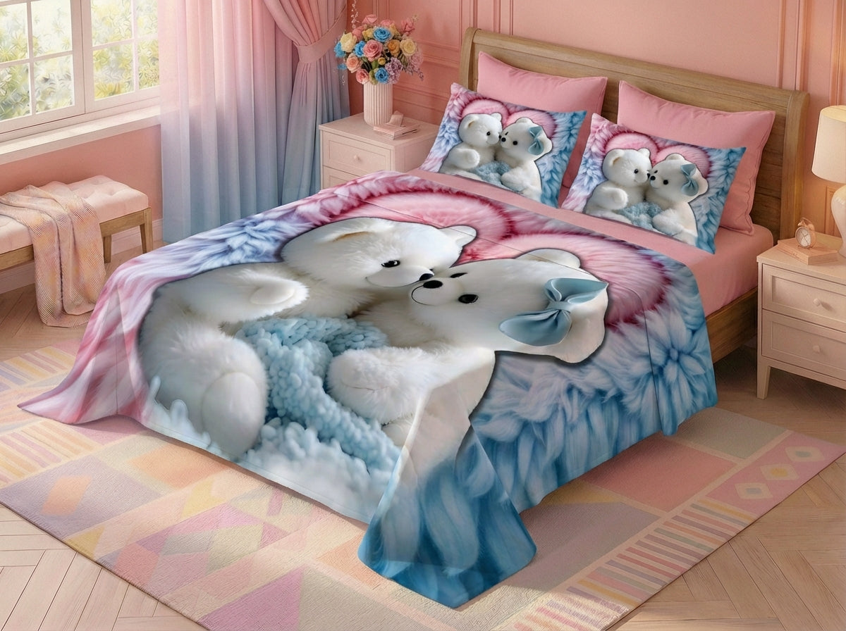Fairy Tale Cotton Cuddles 7D Bedsheet Set - (red blue)