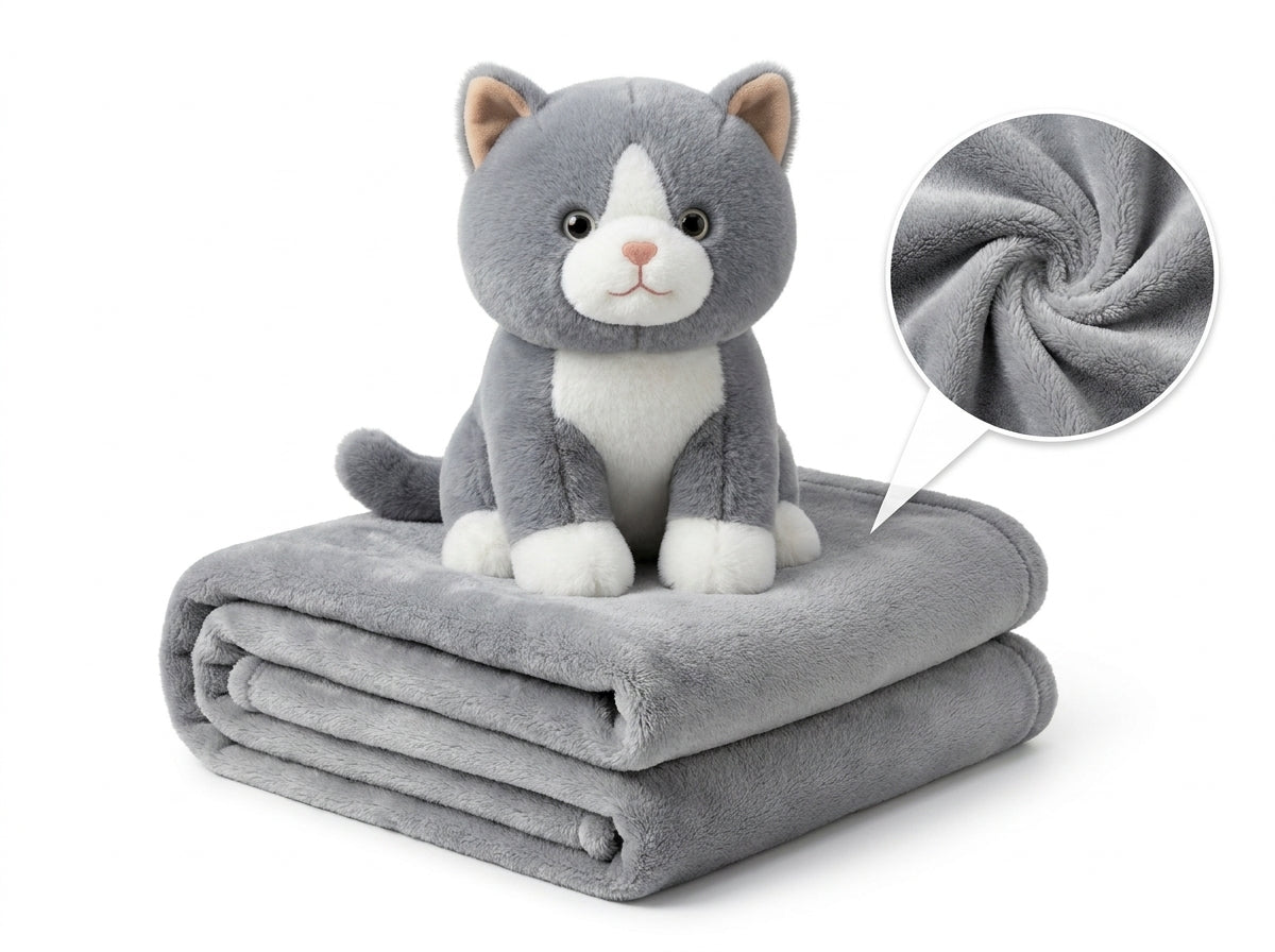 KittyNest 3 in 1 Kids Blanket, Pillow & Soft Toy (Grey)