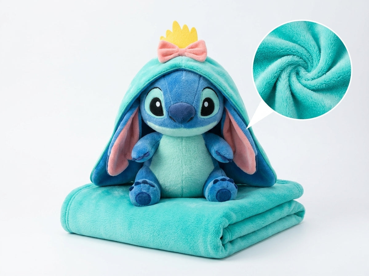 BunnyBlu 3 in 1 Kids Blanket, Pillow & Soft Toy (Aqua)