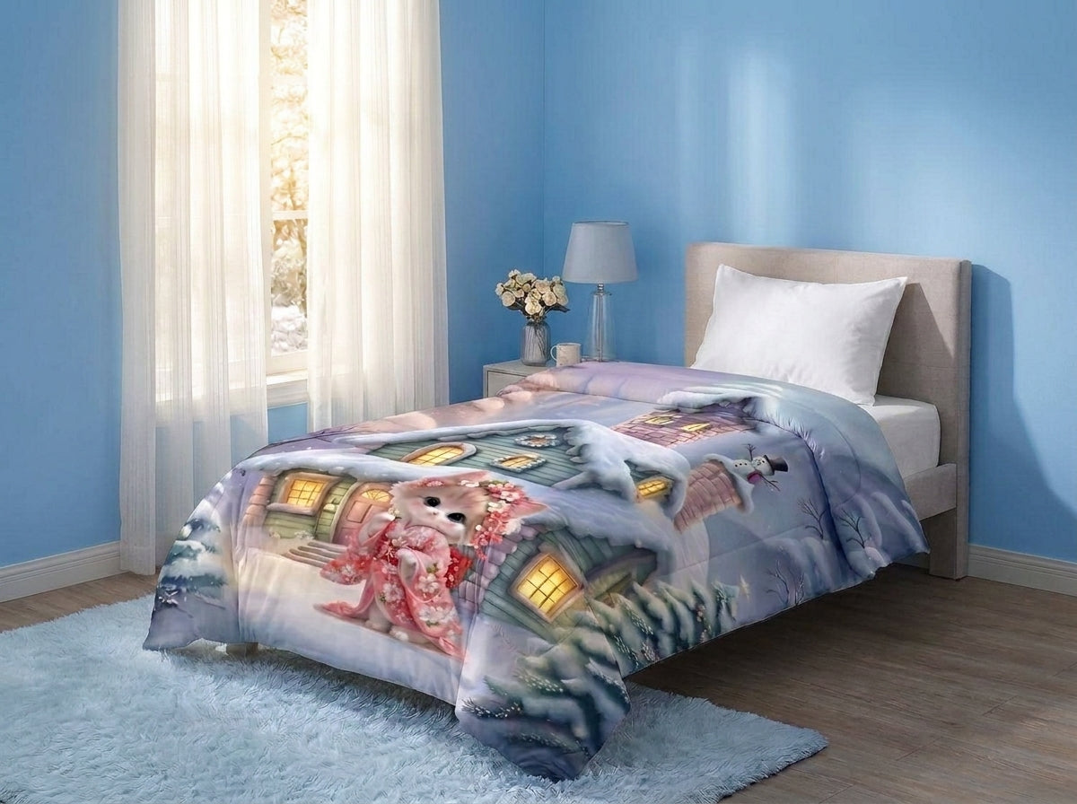 Cottage Cat Comforter By Virasaah