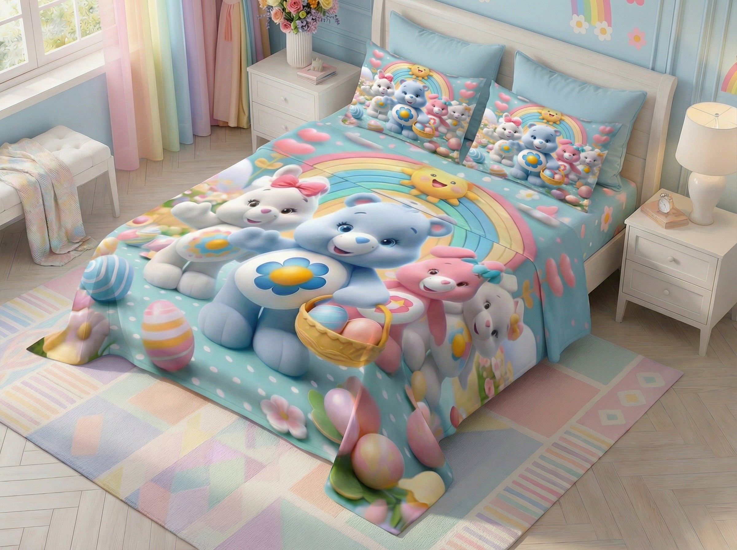 Fairy Tale Happy Bears 7D Bedsheet Set – Blue