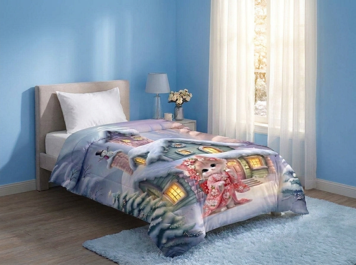 Cottage Cat Comforter By Virasaah