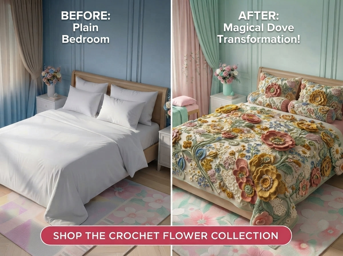 Vintage Floral Printed Crochet Paradise Bedsheet Set - (Pastel Multicolor)