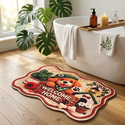 Puppy Welcome Designer Door Mat (Cream)