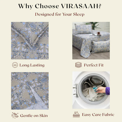 Royale Spread - Mercerized Cotton Bedsheet with two pillowcases | Camel - VIRASAAH