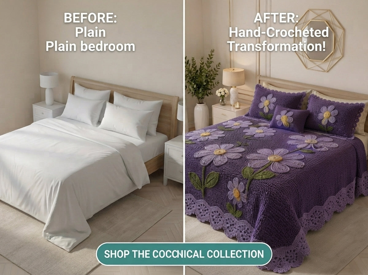 Violet Printed Crochet Paradise Bedsheet Set - (Violet)