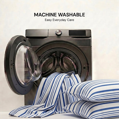 Navy Stripe 320-TC Cherry Gingham Bedsheet (Blue & White)
