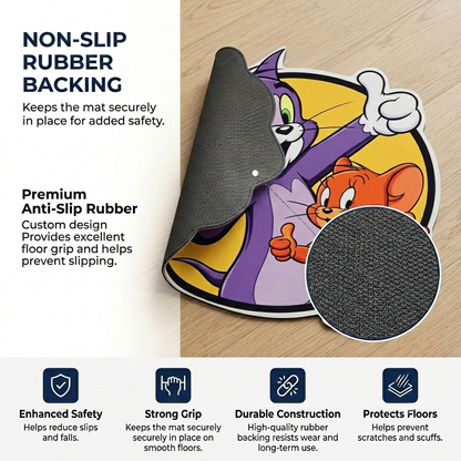 Tom & Jerry Fun Designer Floor Mat (Multicolor)