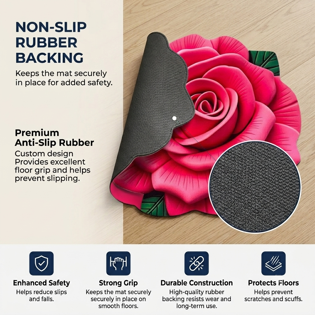Royal Rose Designer Floor Mat (Pink)