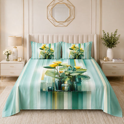 Botanical Glasshouse 7D Bedsheet Set - (Aqua)