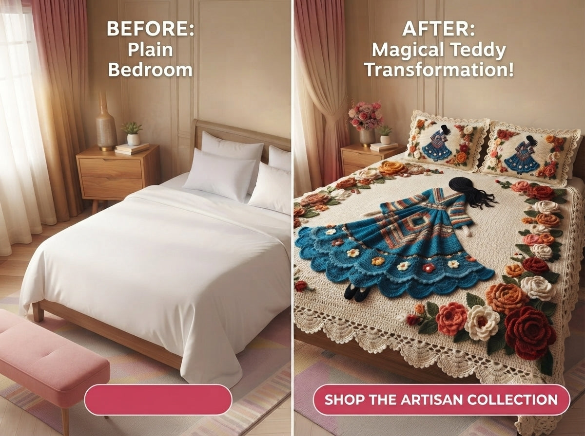 Doll Garden Printed Crochet Paradise Bedsheet Set - (Multicolor)