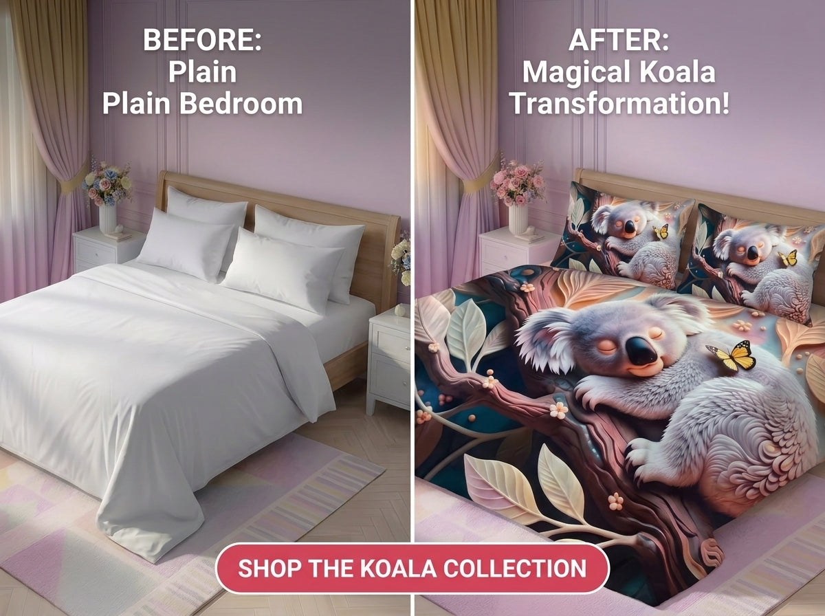 Koala Haven 7D Bedsheet Set - (Multicolor)