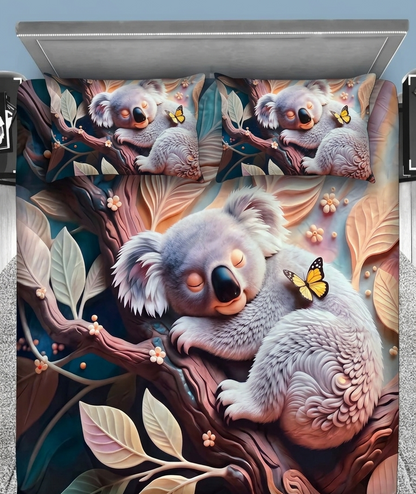 Koala Haven 7D Bedsheet Set - (Multicolor)
