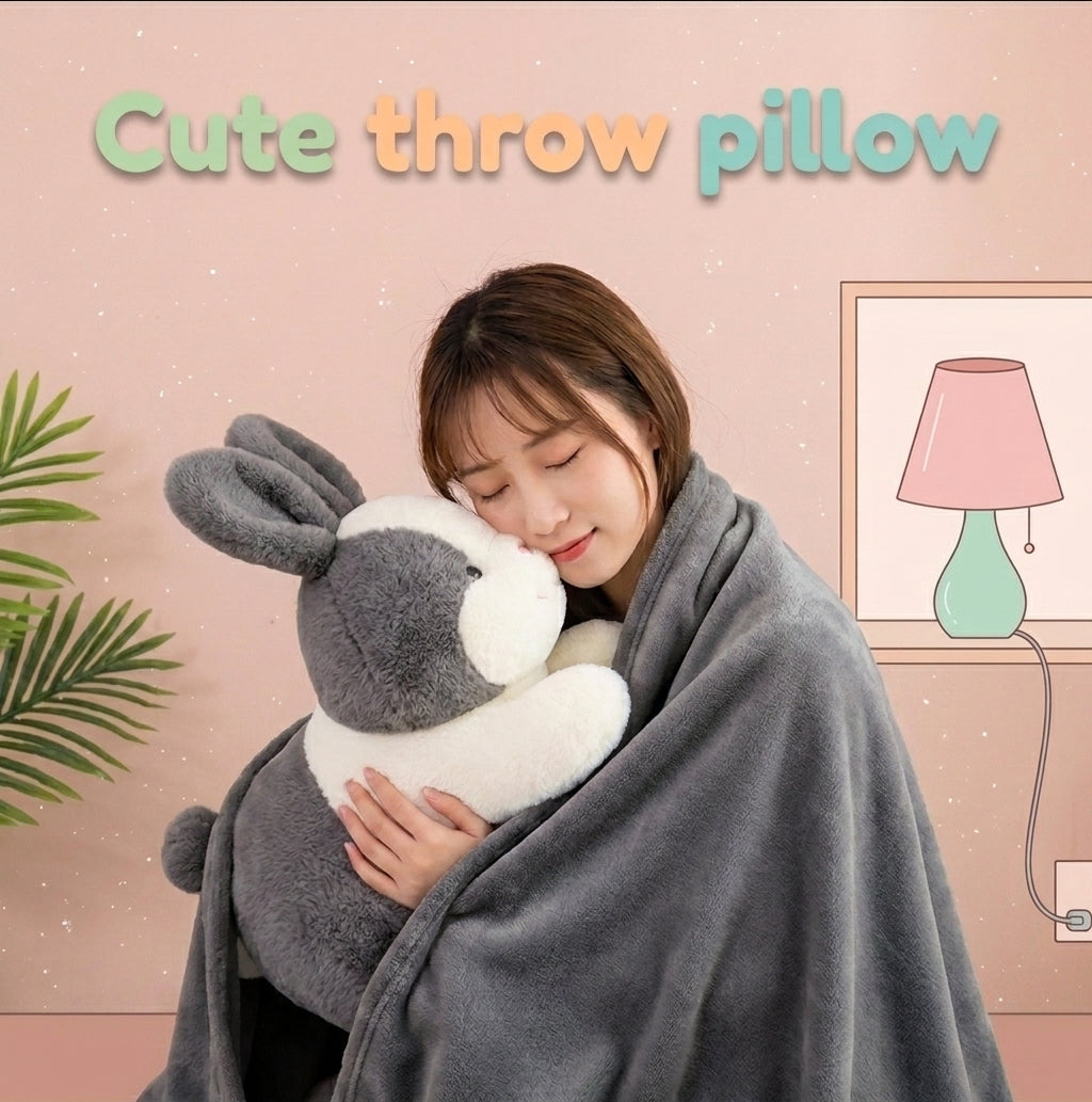 Gray Bunny 3 in 1 Kids Blanket, Pillow & Soft Toy (Gray)