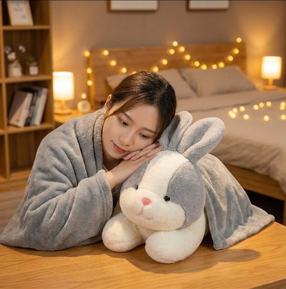 Gray Bunny 3 in 1 Kids Blanket, Pillow & Soft Toy (Gray)