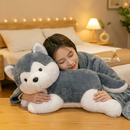 Husky 3 in 1 Kids Blanket, Pillow & Soft Toy (Gray)