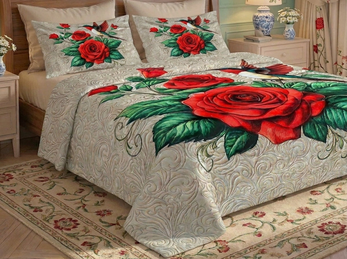 Fairy Tale Rosepecker 7D Bedsheet Set – (Cream)