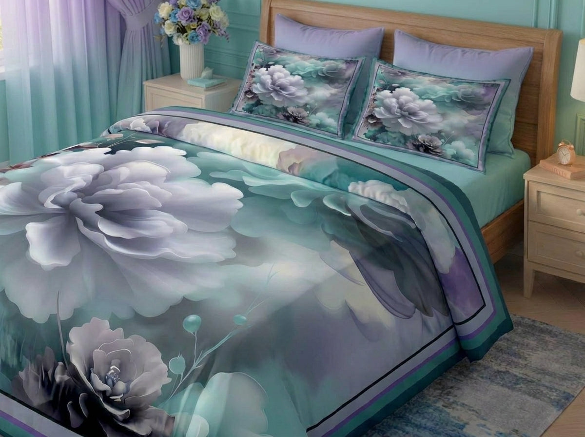 Fairy Tale Mystic Bloom 7d Bedsheet Set - Aqua