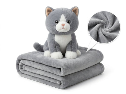 KittyNest 3 in 1 Kids Blanket, Pillow & Soft Toy (Grey)