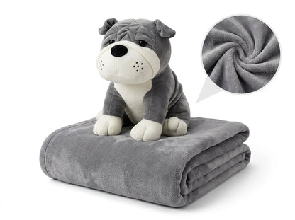 BullyPaw 3 in 1 Kids Blanket, Pillow & Soft Toy (Grey)