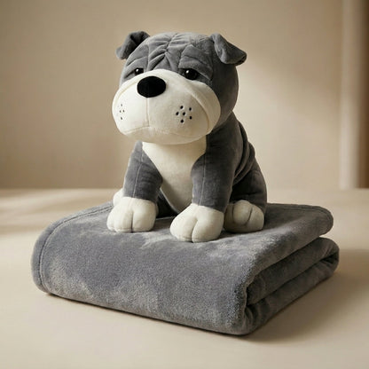 BullyPaw 3 in 1 Kids Blanket, Pillow & Soft Toy (Grey)