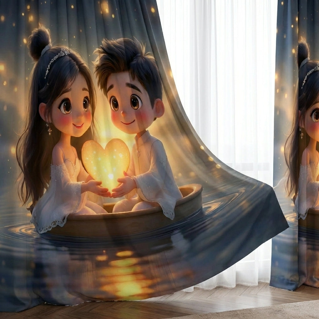 Glow of Love 7D Bedsheet & Curtain Combo Set
