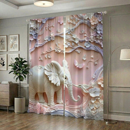 Pastel Elephant Home Curtains – Set of 2