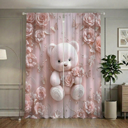 Baby Teddy 7D Bedsheet & Curtain Combo Set