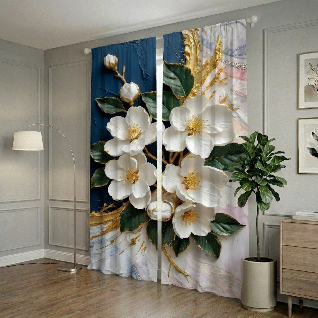 White Orchid Home Curtains – Set of 2