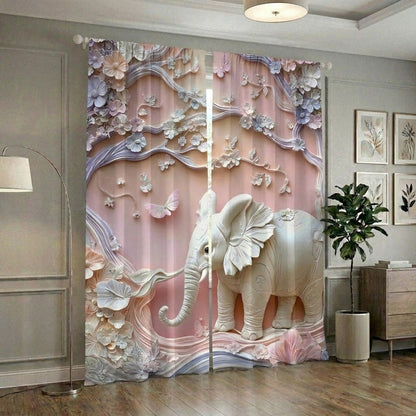 Pastel Elephant Home Curtains – Set of 2