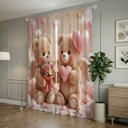 Blush Bear Home Curtains – Set of 2
