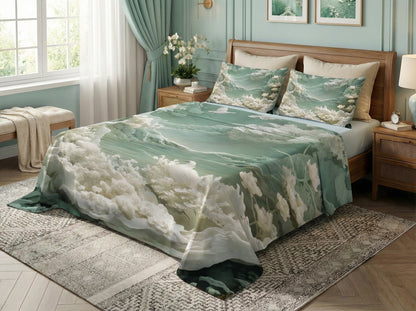 Fairy Tale Flying Doves 7D Bedsheet Set – Green