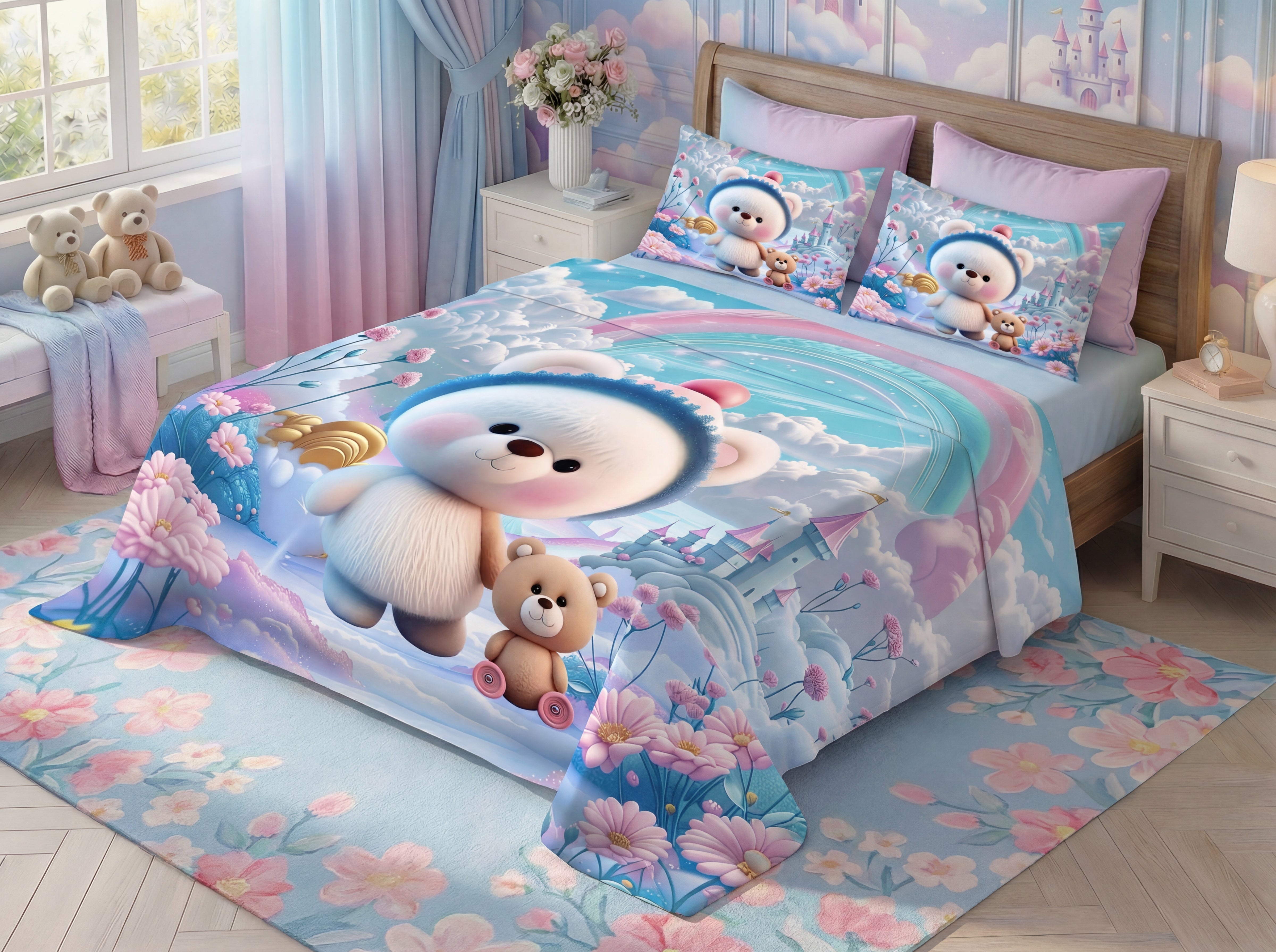 Fairy Tale Magical 7D Bedsheet  Set – Blue