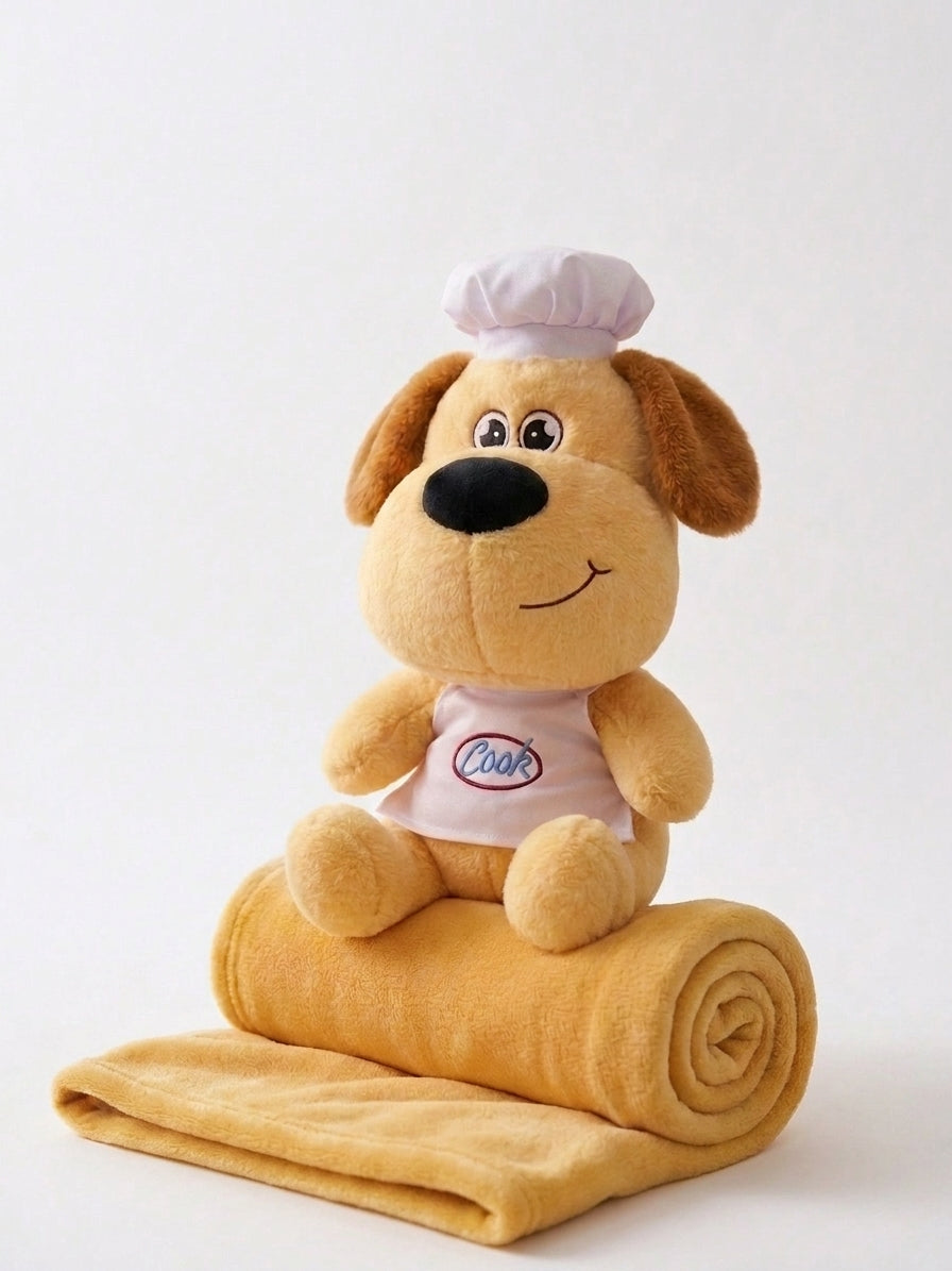 Chef paw 3 in 1 Kids Blanket, Pillow & Soft Toy (Golden)