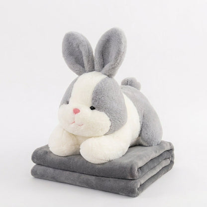 Gray Bunny 3 in 1 Kids Blanket, Pillow & Soft Toy (Gray)