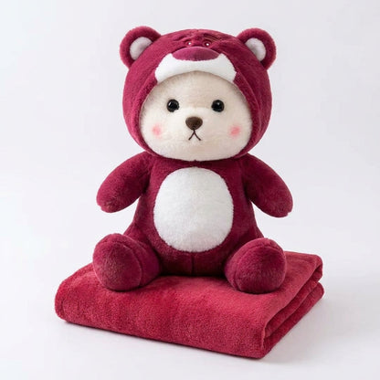 Red Teddy 3 in 1 Kids Blanket, Pillow & Soft Toy (Red)