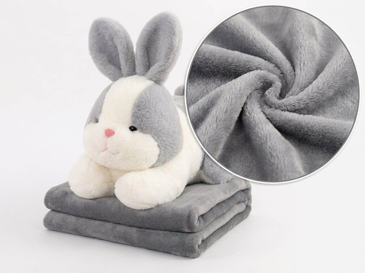 Gray Bunny 3 in 1 Kids Blanket, Pillow & Soft Toy (Gray)