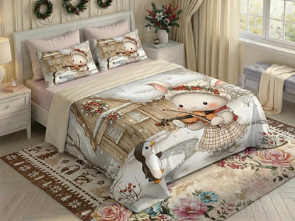 Fairy Tale Rabbit 7D Bedsheet Set – White
