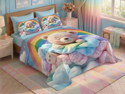 Fairy Tale Dreamy Cub 7D Bedsheet set - blue