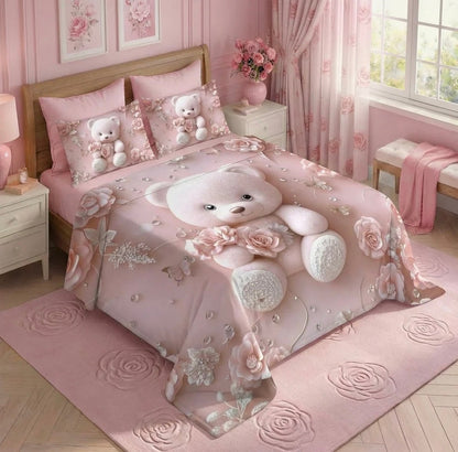 Fairy Tale Baby Teddy 7D Bedsheet Set – Pink