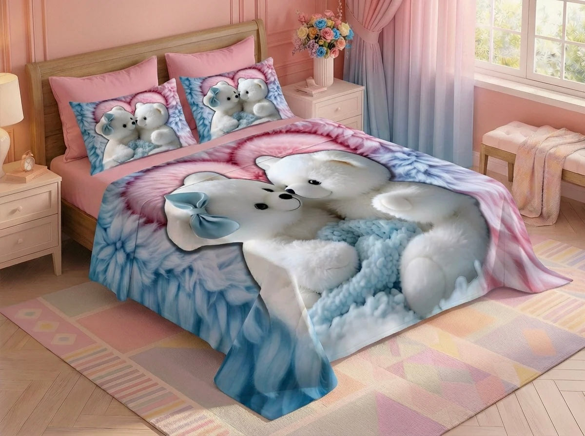 Fairy Tale Cotton Cuddles 7D Bedsheet Set - (red blue)