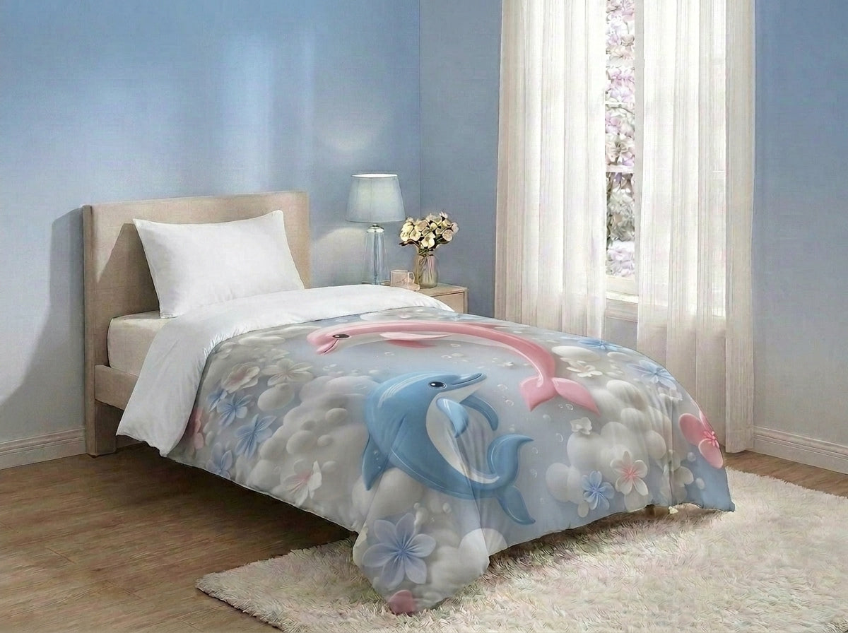 Blush & Blue Dolphin Dream Comforter By Virasaah
