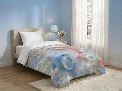 Blush & Blue Dolphin Dream Comforter By Virasaah