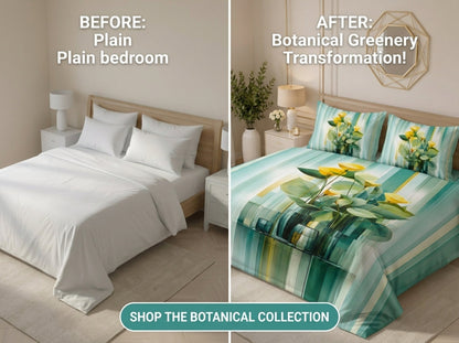 Botanical Glasshouse 7D Bedsheet Set - (Aqua)