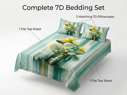 Botanical Glasshouse 7D Bedsheet Set - (Aqua)